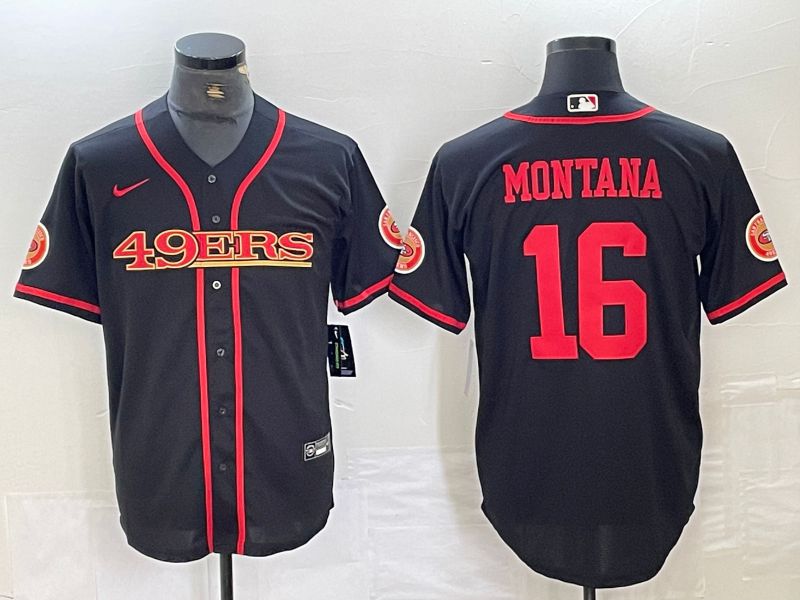 Men San Francisco 49ers #16 Montana Black 2024 Nike Vapor Untouchable Co branded NFL Jersey style 1->san francisco 49ers->NFL Jersey